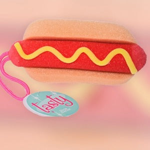 Hotdog body sponge for the bath